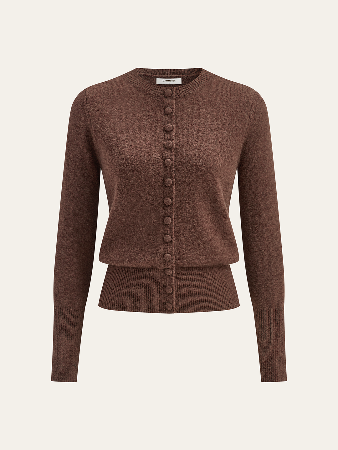 Crew Neck Button-Front Knit Cardigan