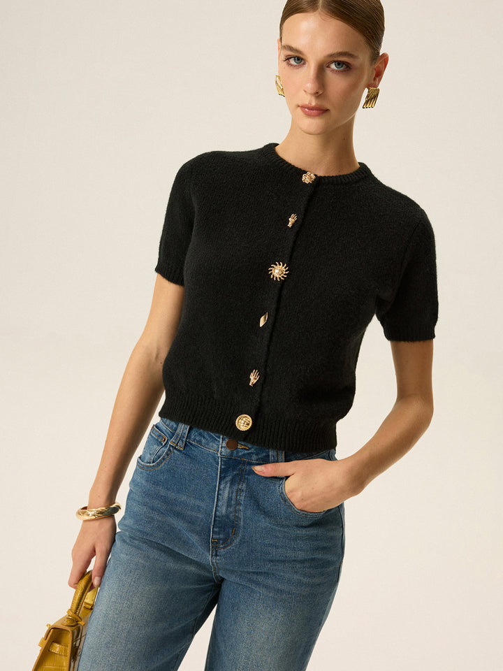 Metal Detail Knit Cardigan