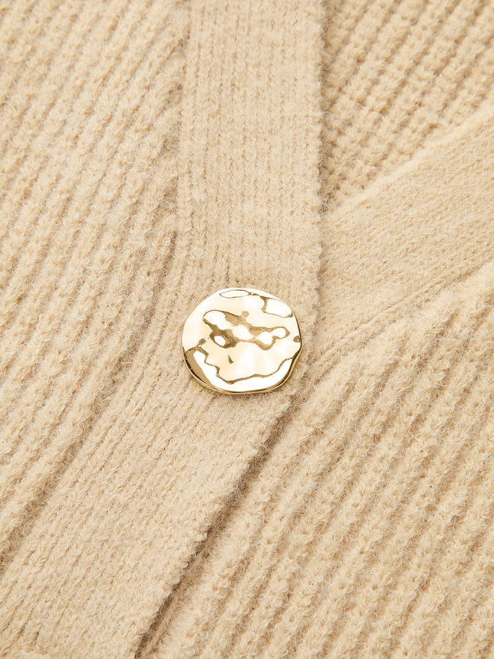V-Neck Button Ribbed Cardigan