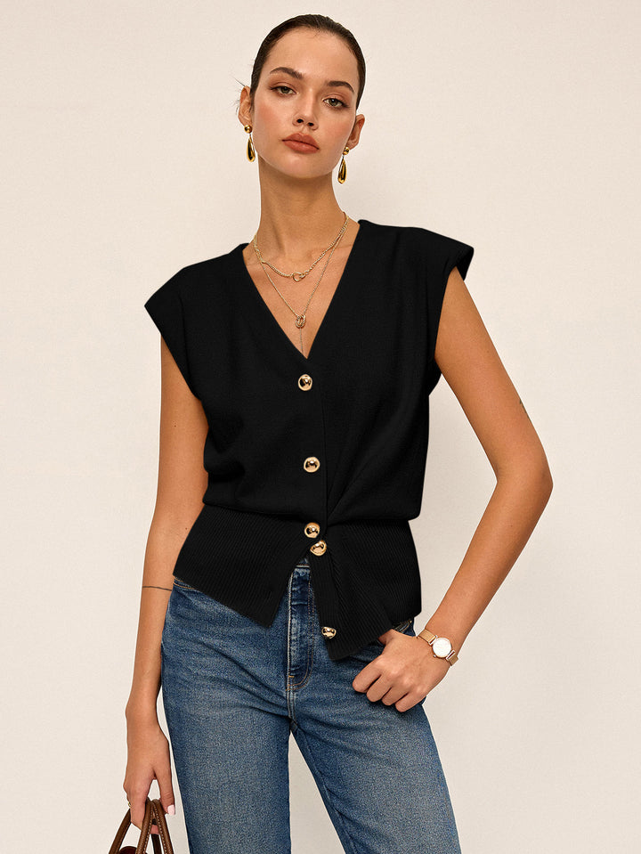 Asymmetric Two-Way Wear Knit Vest