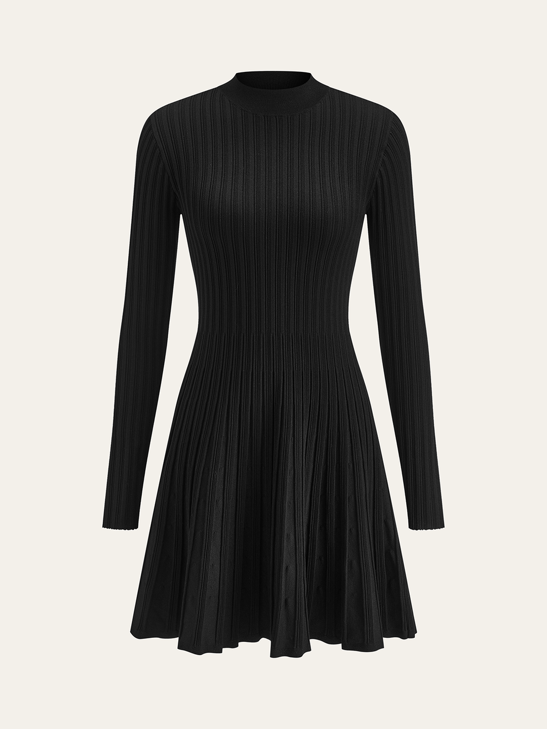 Mock Neck Flared Sweater Dress