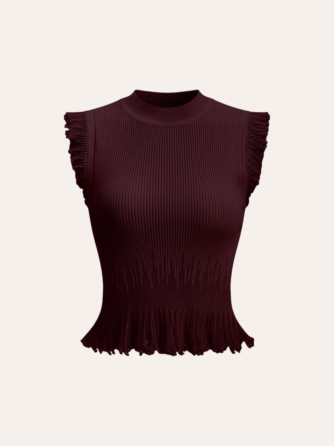 Ribbed Knit Ruffle Top