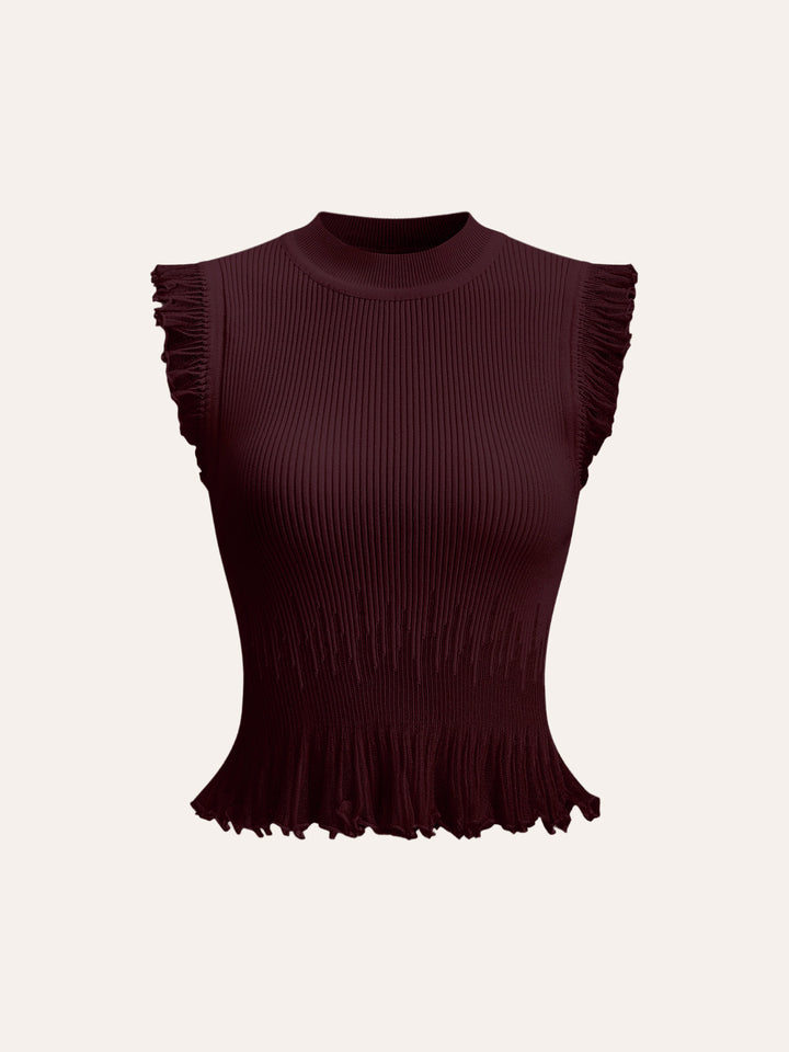Ribbed Knit Ruffle Top
