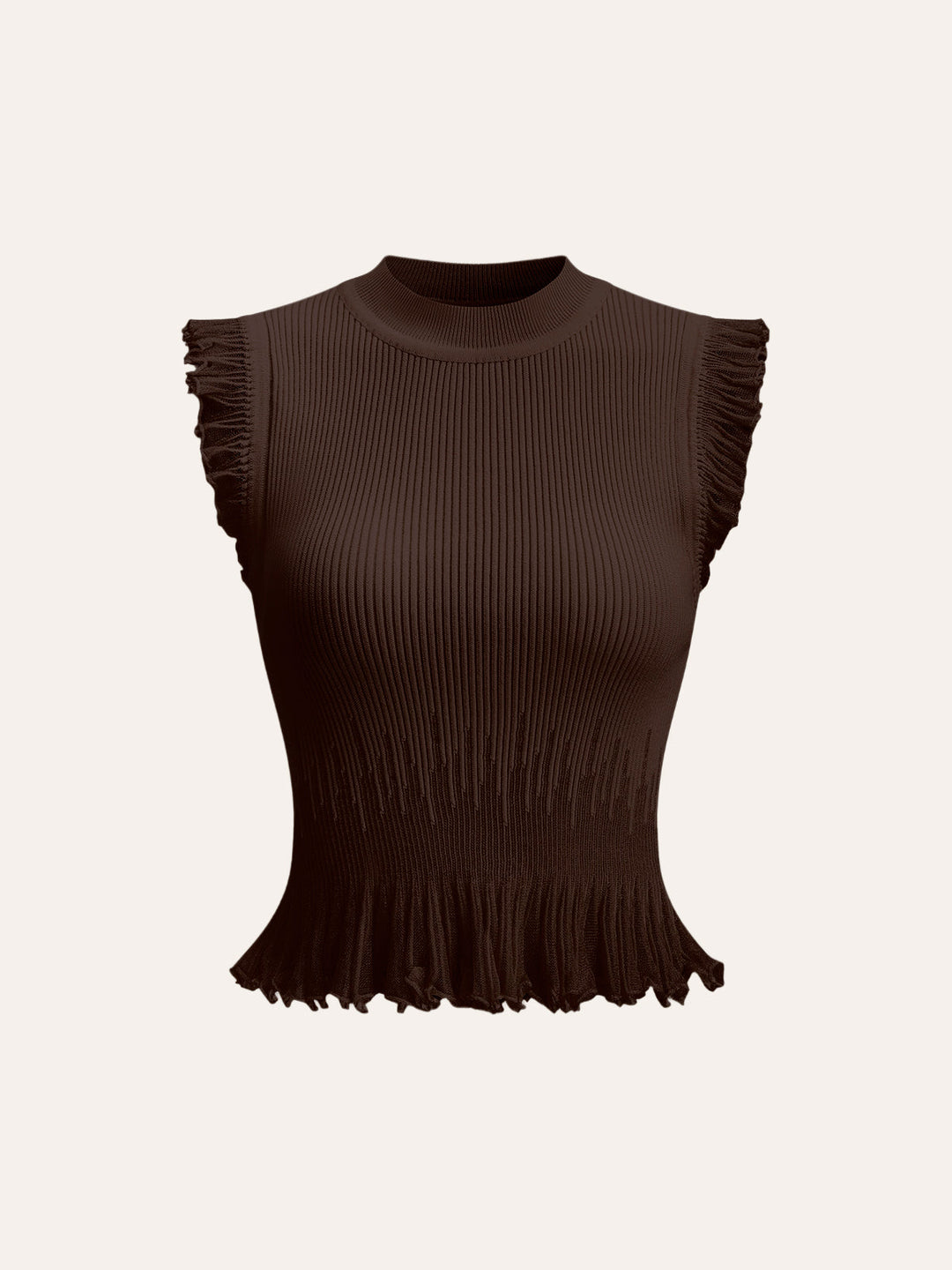 Ribbed Knit Ruffle Top