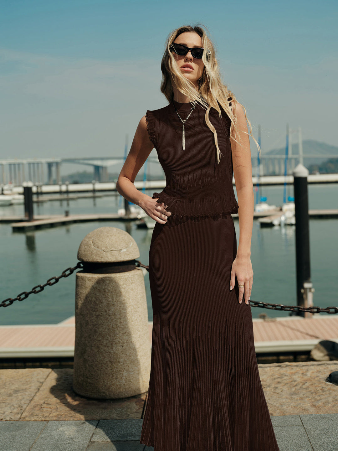 Ribbed Knit Ruffle Top