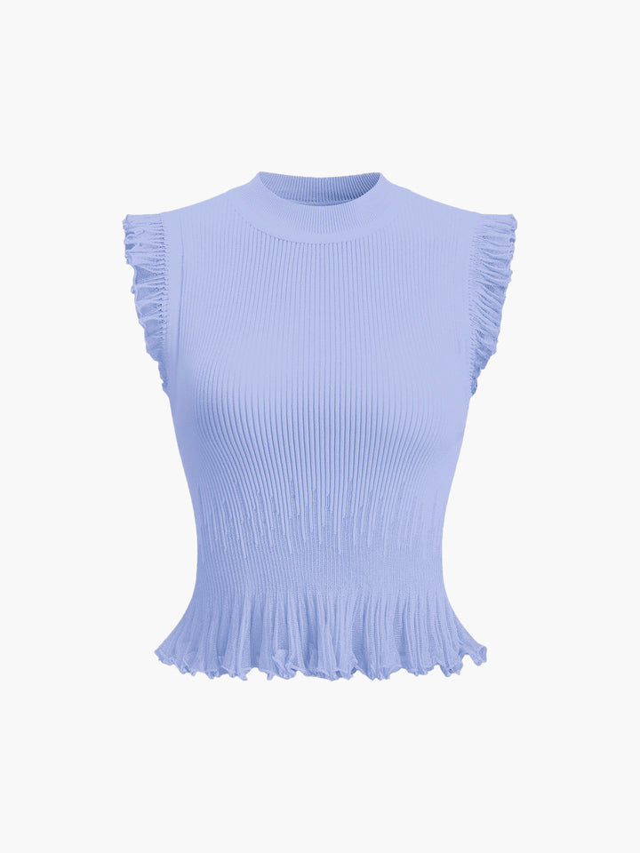 Ribbed Knit Ruffle Top