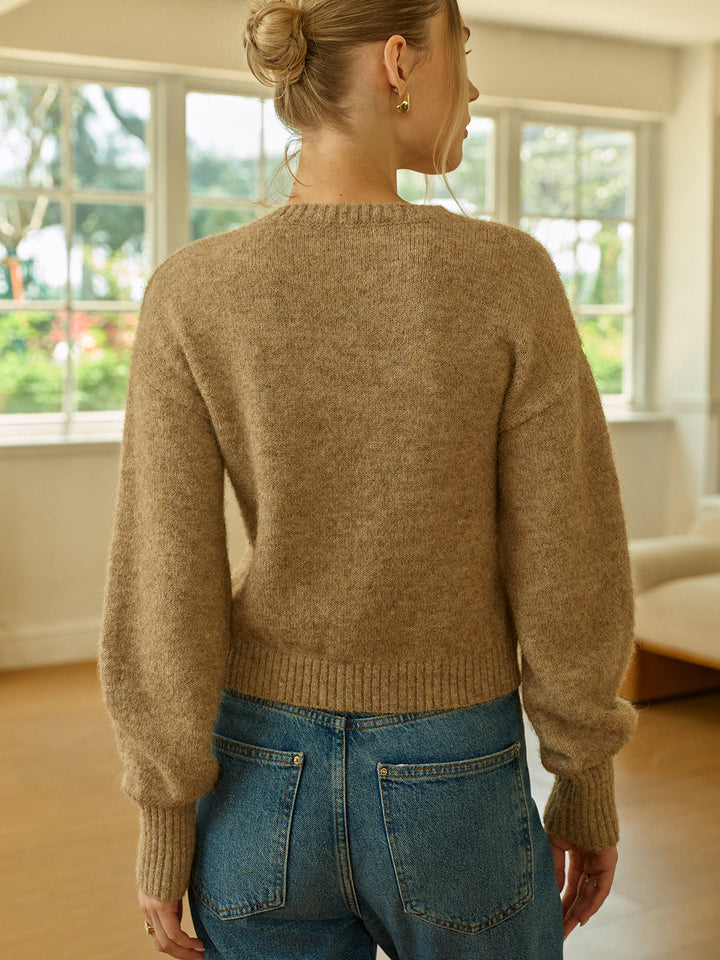 Triangle Button Wool Blend Cardigan