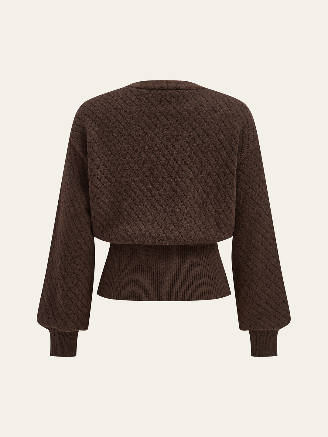 Metal Detail V-Neck Cinched Waist Sweater