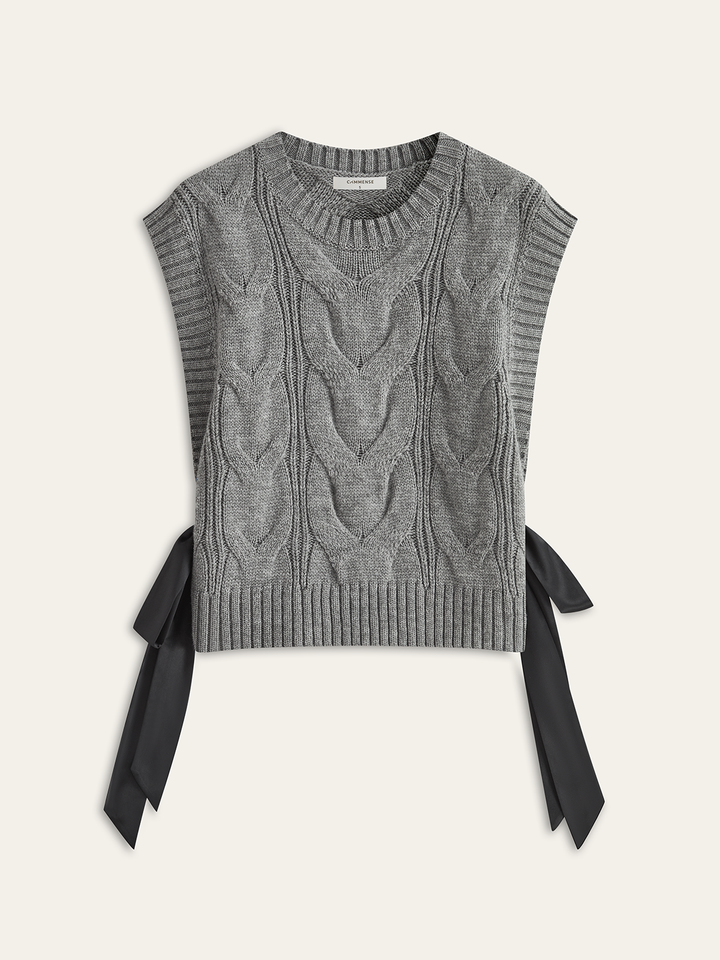 Dual-Sided Bow Cable-Knit Vest