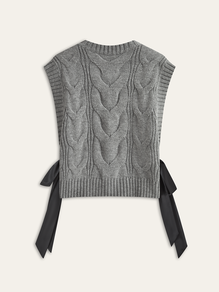 Dual-Sided Bow Cable-Knit Vest