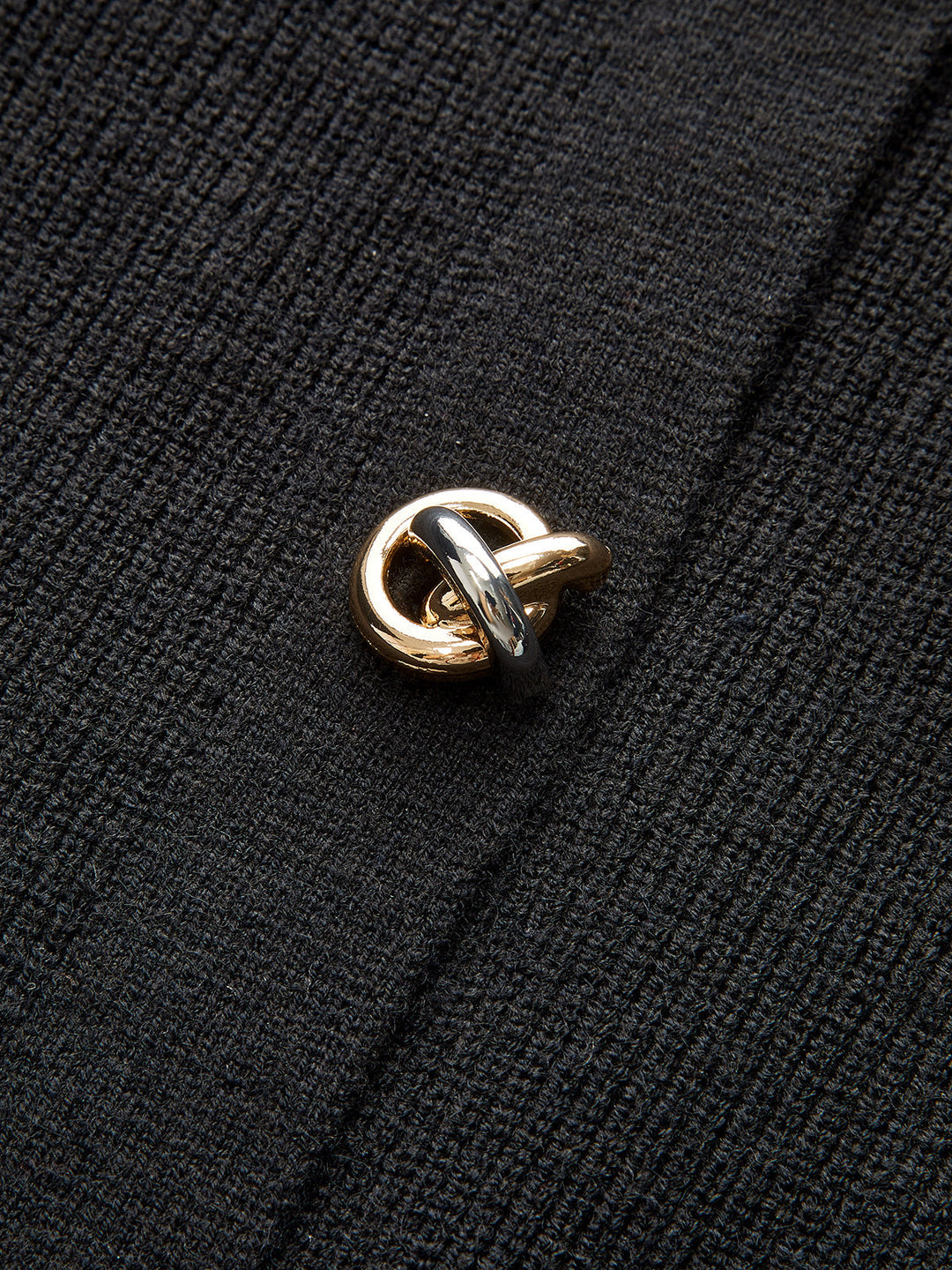 Wool Blend Denim Collar Puff Sleeve Cardigan