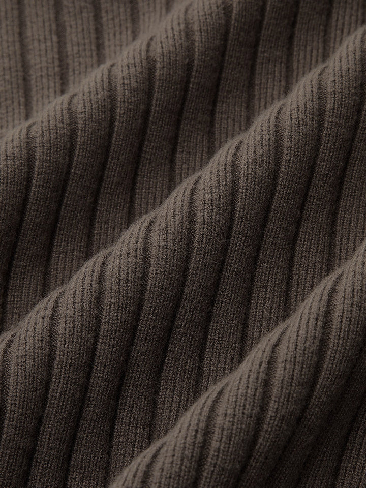 Ribbed Collared Metal Button Cardigan