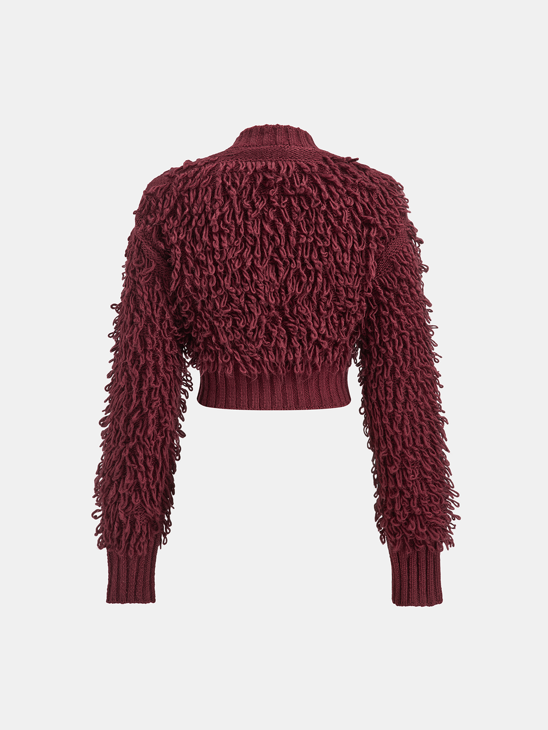 Textured Fringe Buttoned Knit Top