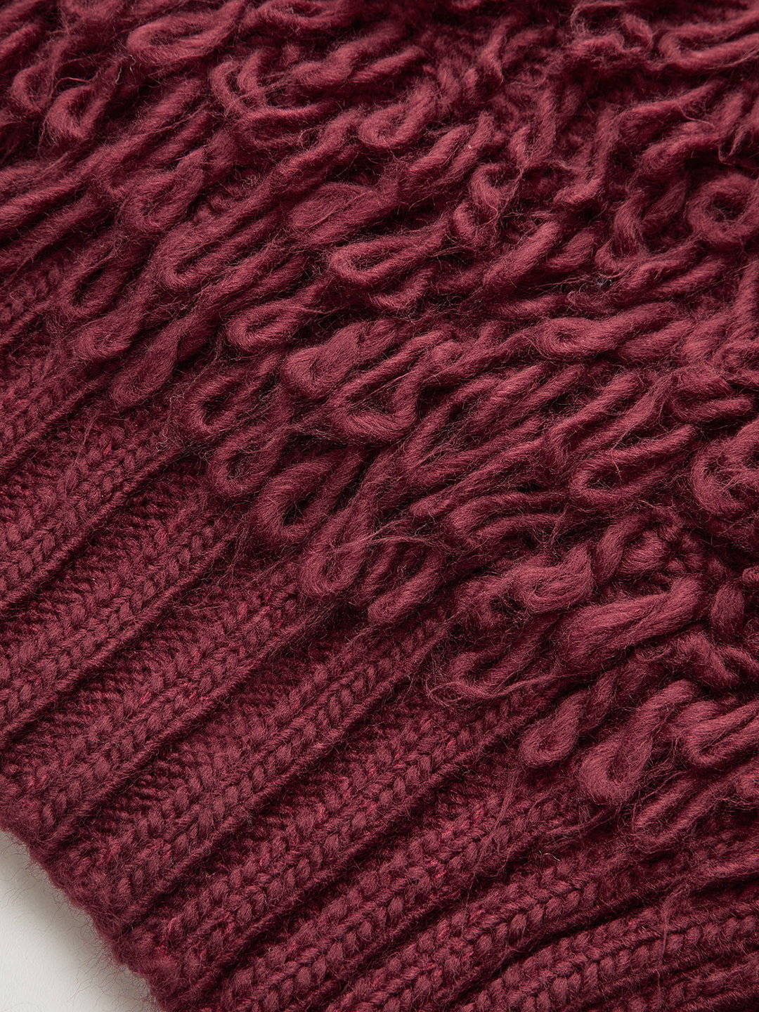 Textured Fringe Buttoned Knit Top