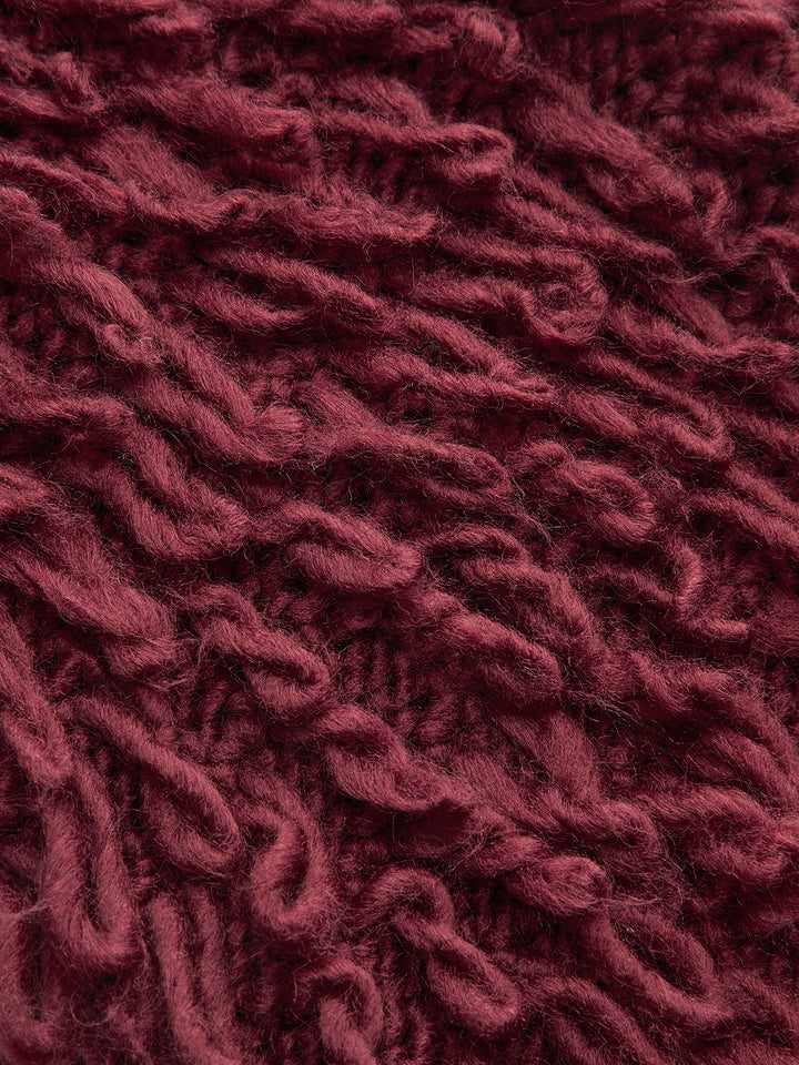 Textured Fringe Buttoned Knit Top