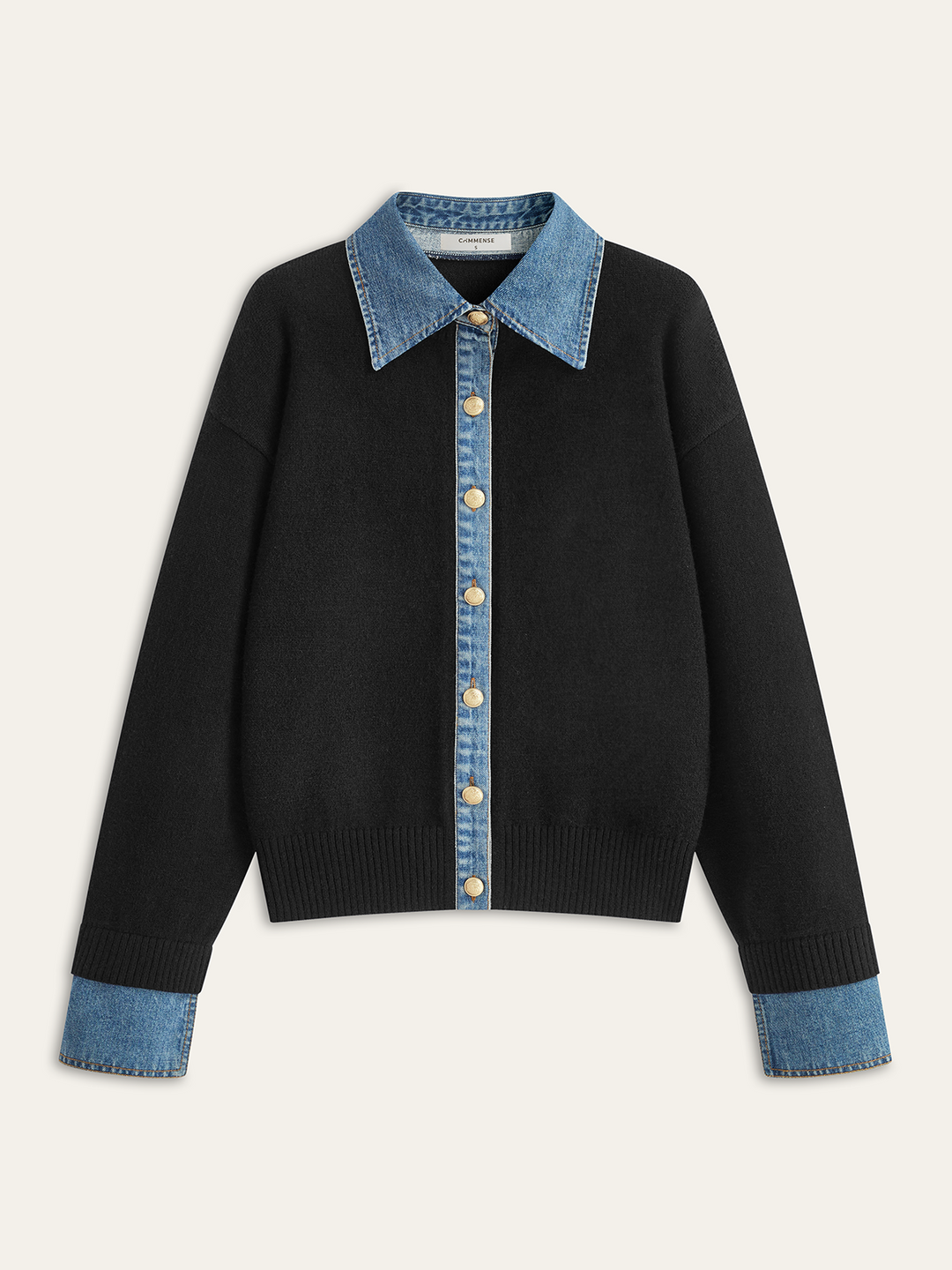 Denim Collar Buttoned Sweater