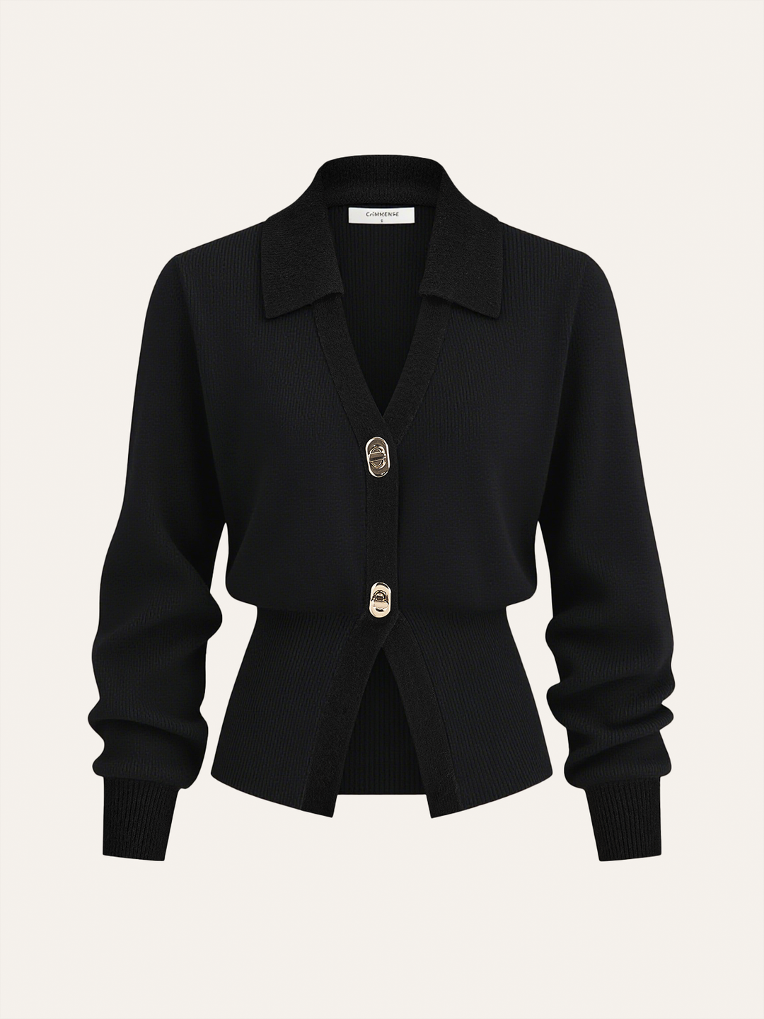 Contrast Trim Button Wool Blend Cardigan