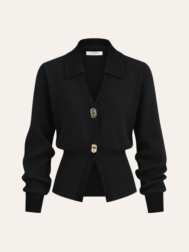 Contrast Trim Button Wool Blend Cardigan