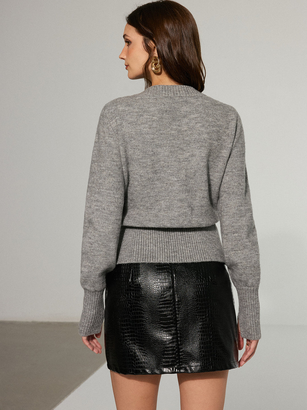 Wool Blend 3D Sequins Floral Cardigan