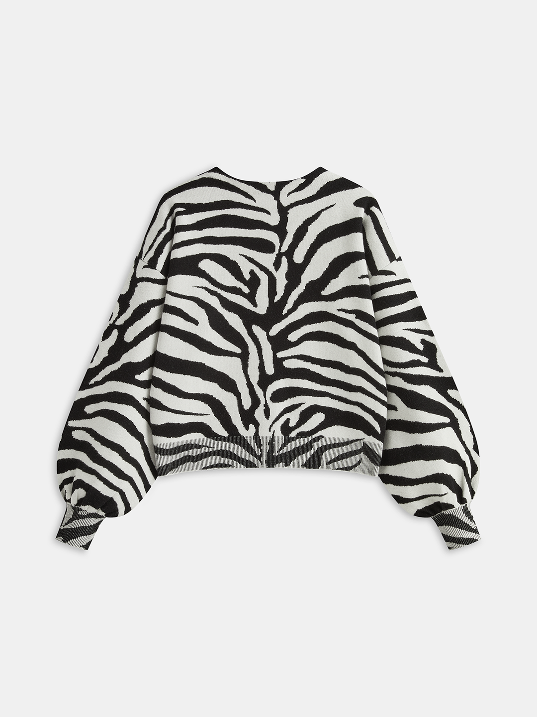 Zebra Print Puff Sleeve Cardigan