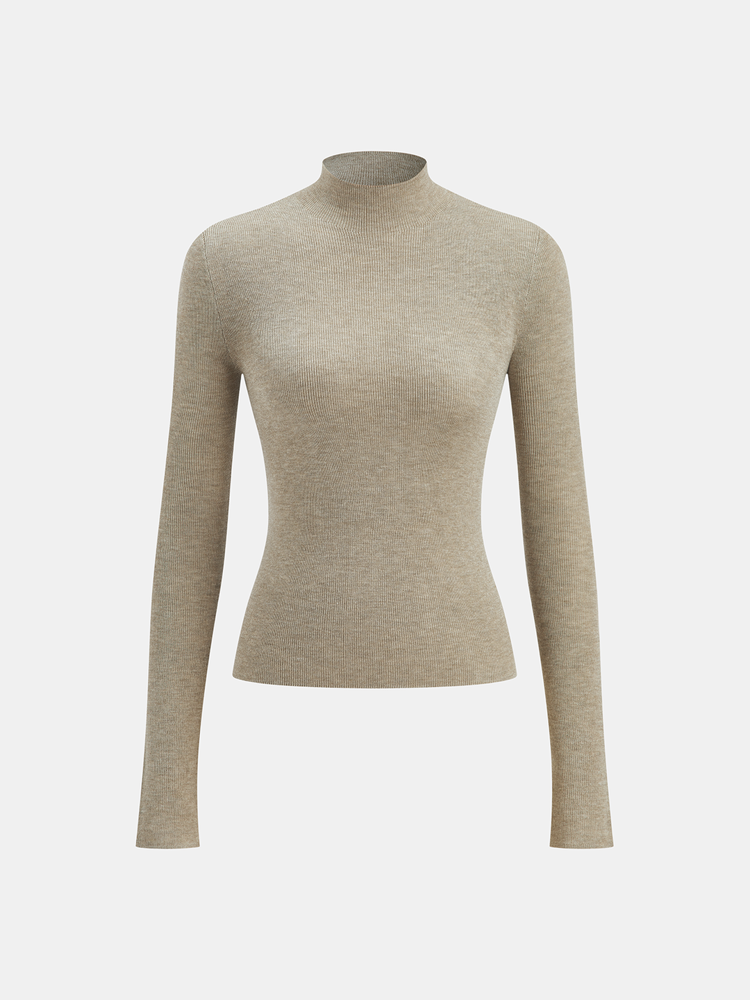 Mock Neck Wool-Blend Knit Top