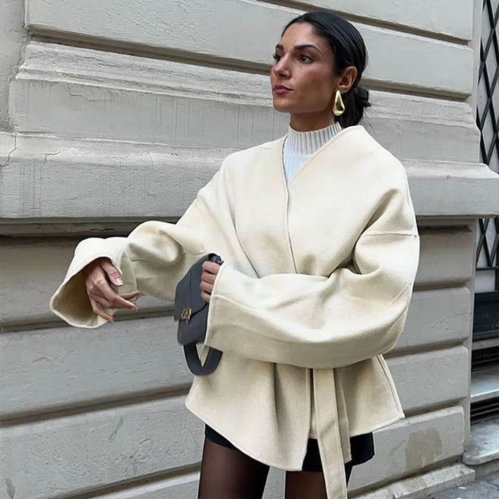 Julia Cropped Wool Wrap Jacket