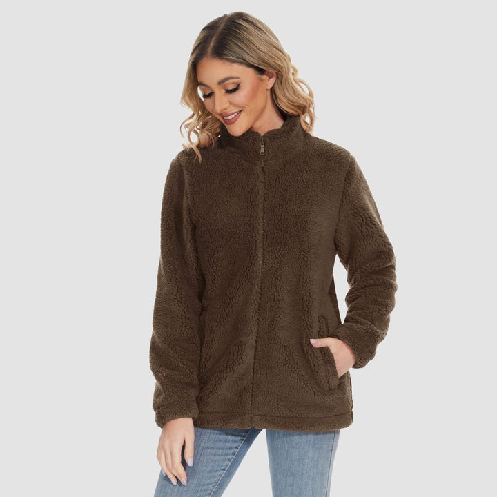 Women's Sherpa Jacket - Full Zip, Zip Pockets & Warm