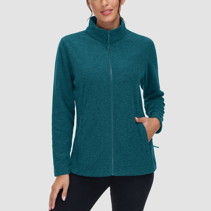 Women's Full Zip Fleece Jacket - Zip Pockets, Warm