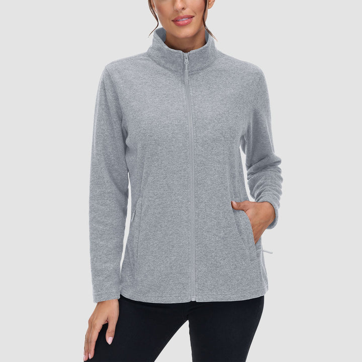 Women's Full Zip Fleece Jacket - Zip Pockets, Warm