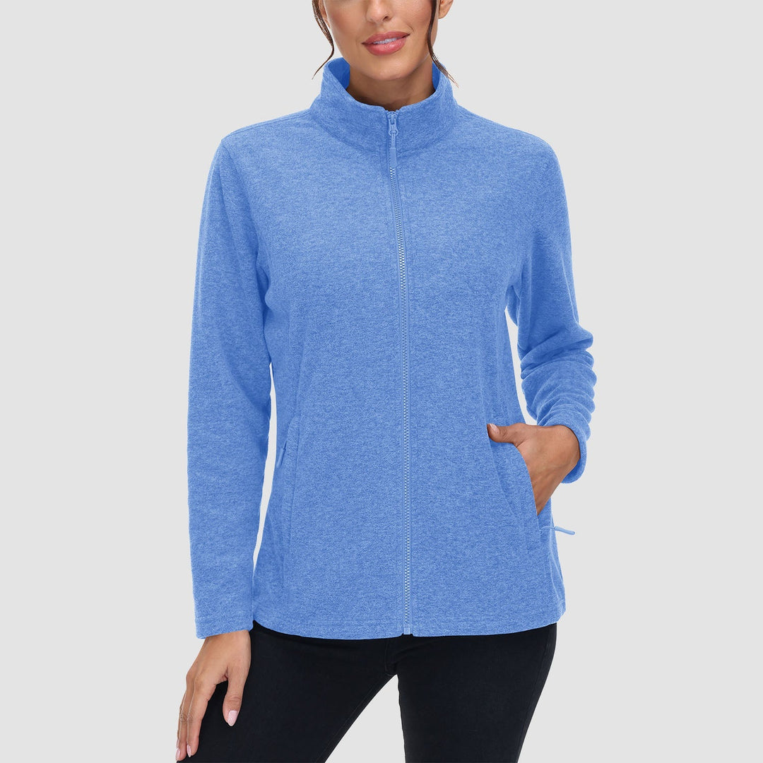 Women's Full Zip Fleece Jacket - Zip Pockets, Warm