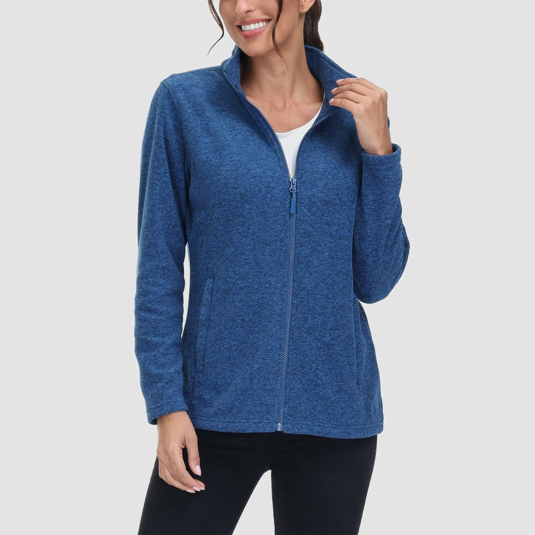 Women's Full Zip Fleece Jacket - Zip Pockets, Warm