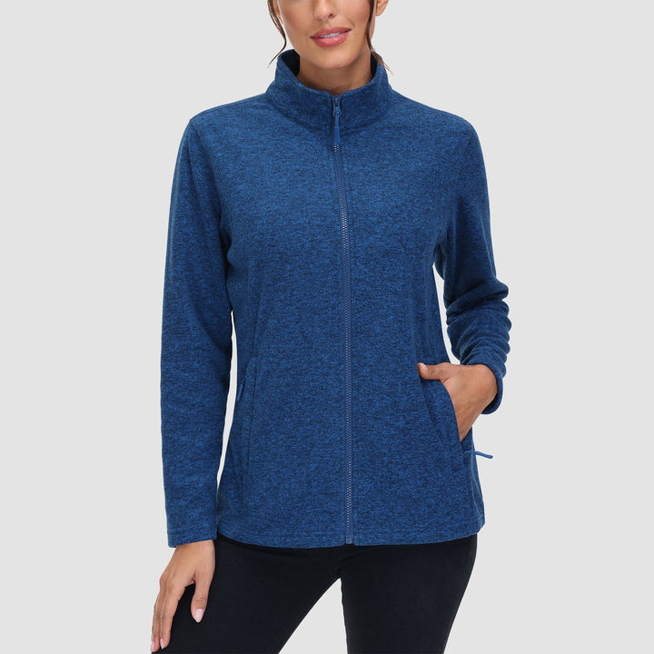 Women's Full Zip Fleece Jacket - Zip Pockets, Warm