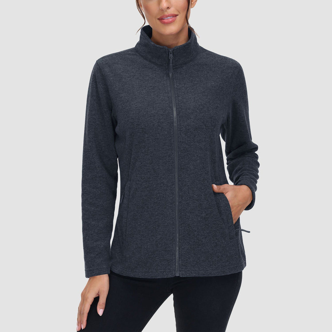 Women's Full Zip Fleece Jacket - Zip Pockets, Warm