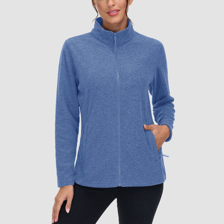 Women's Full Zip Fleece Jacket - Zip Pockets, Warm
