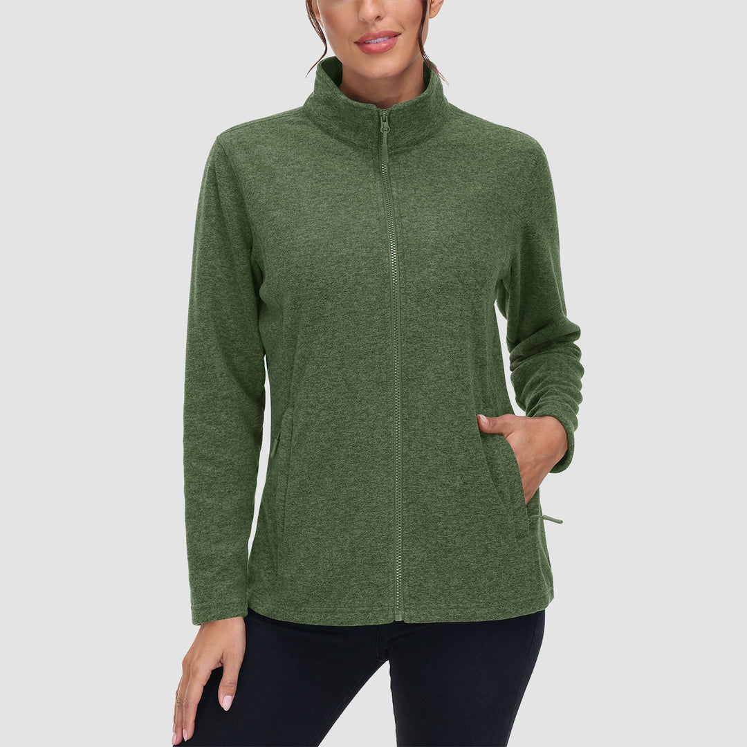 Women's Full Zip Fleece Jacket - Zip Pockets, Warm