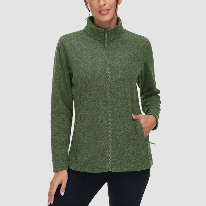 Women's Full Zip Fleece Jacket - Zip Pockets, Warm