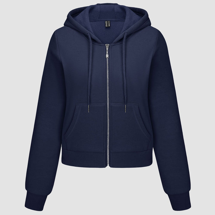 Women's Bomber Hoodie - Fleece-Lined & Full Zip Winter