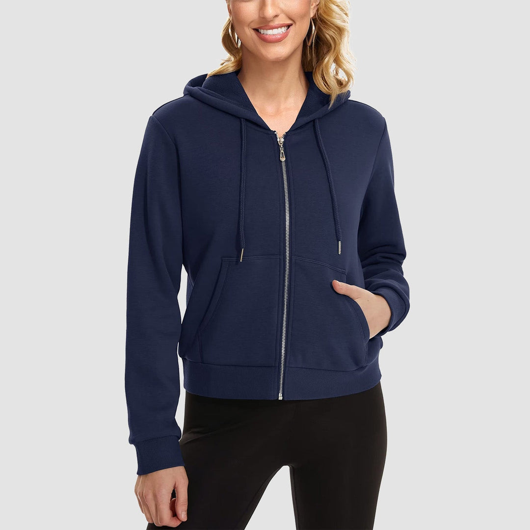 Women's Bomber Hoodie - Fleece-Lined & Full Zip Winter