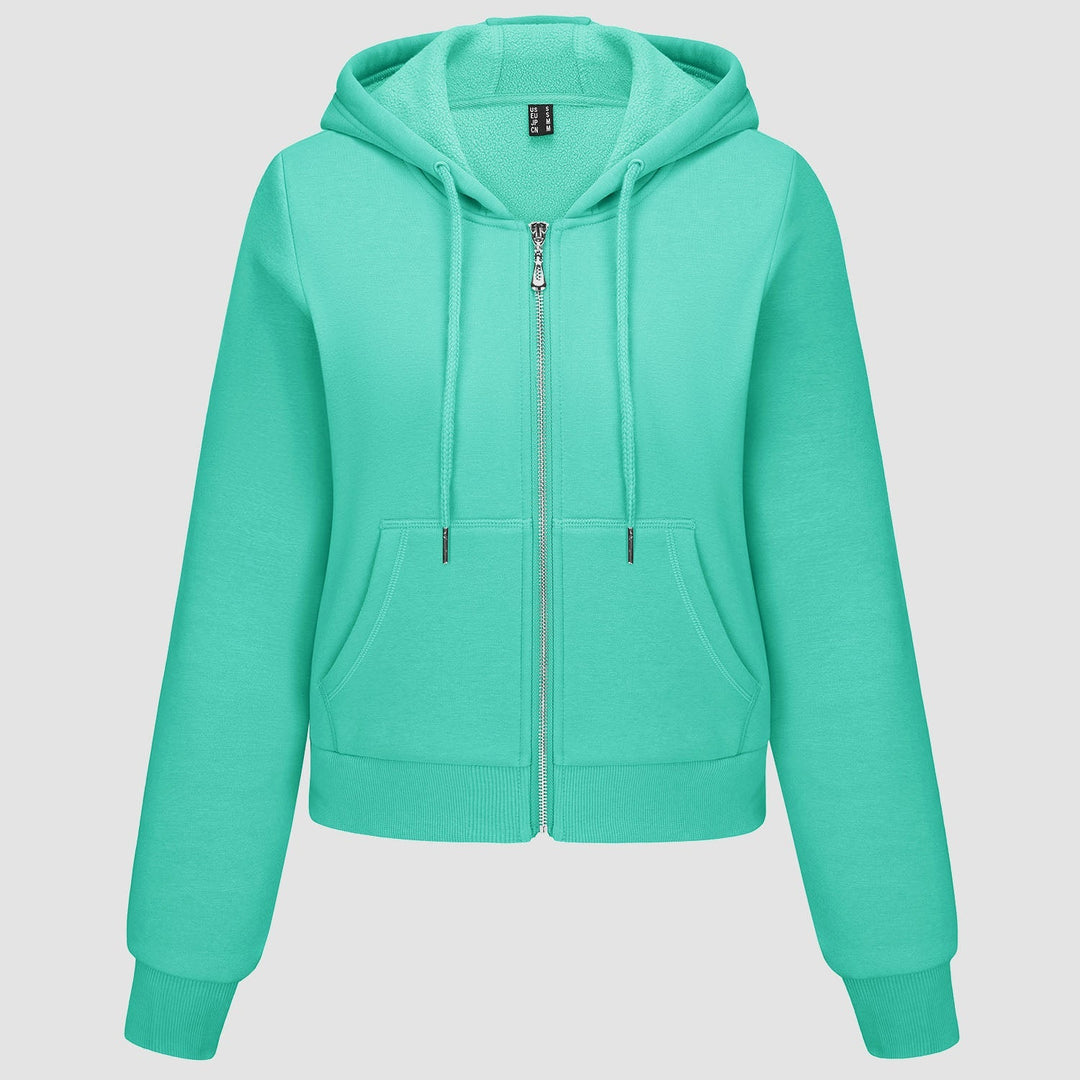 Women's Bomber Hoodie - Fleece-Lined & Full Zip Winter