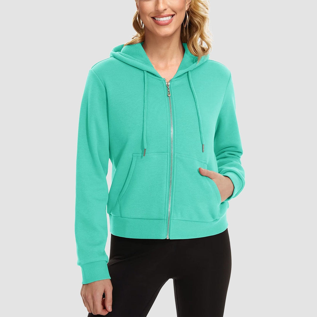 Women's Bomber Hoodie - Fleece-Lined & Full Zip Winter