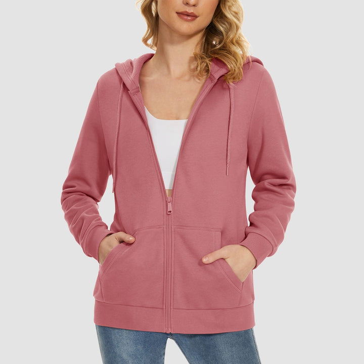 Women's Fleece Jacket - Full Zip, Hood & Pockets