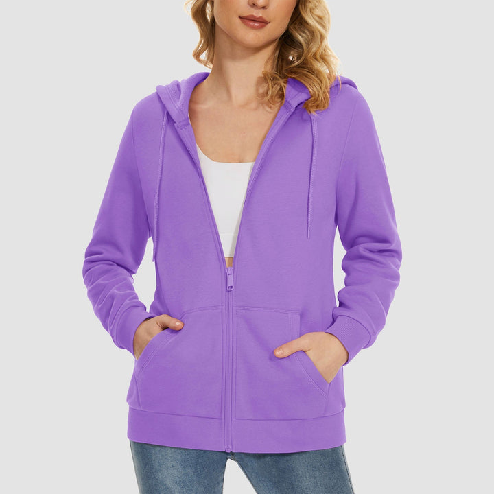 Women's Fleece Jacket - Full Zip, Hood & Pockets
