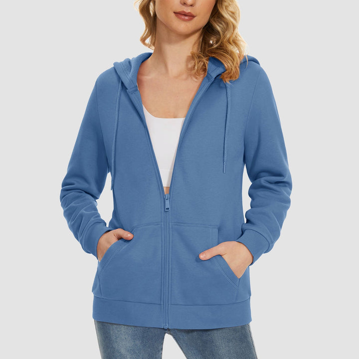 Women's Fleece Jacket - Full Zip, Hood & Pockets