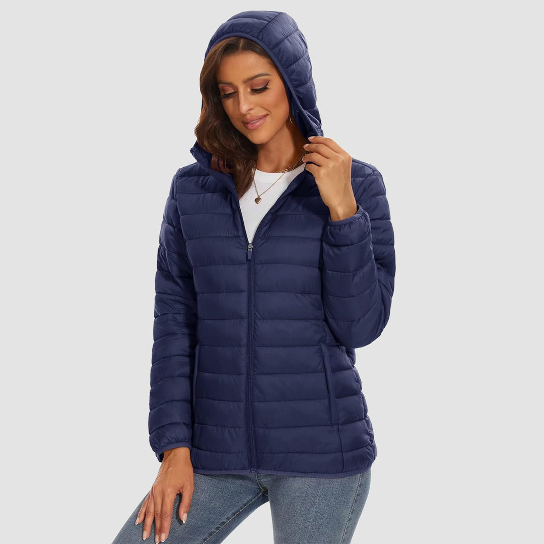 Women's Hooded Lightweight Puffer Jacket Full Zip Winter Coat