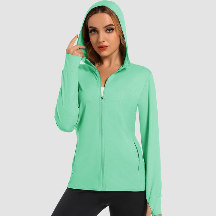 Women's UV Sun Shirt - Long Sleeve Quick-Dry Hooded Jacket