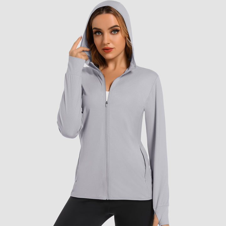 Women's UV Sun Shirt - Long Sleeve Quick-Dry Hooded Jacket
