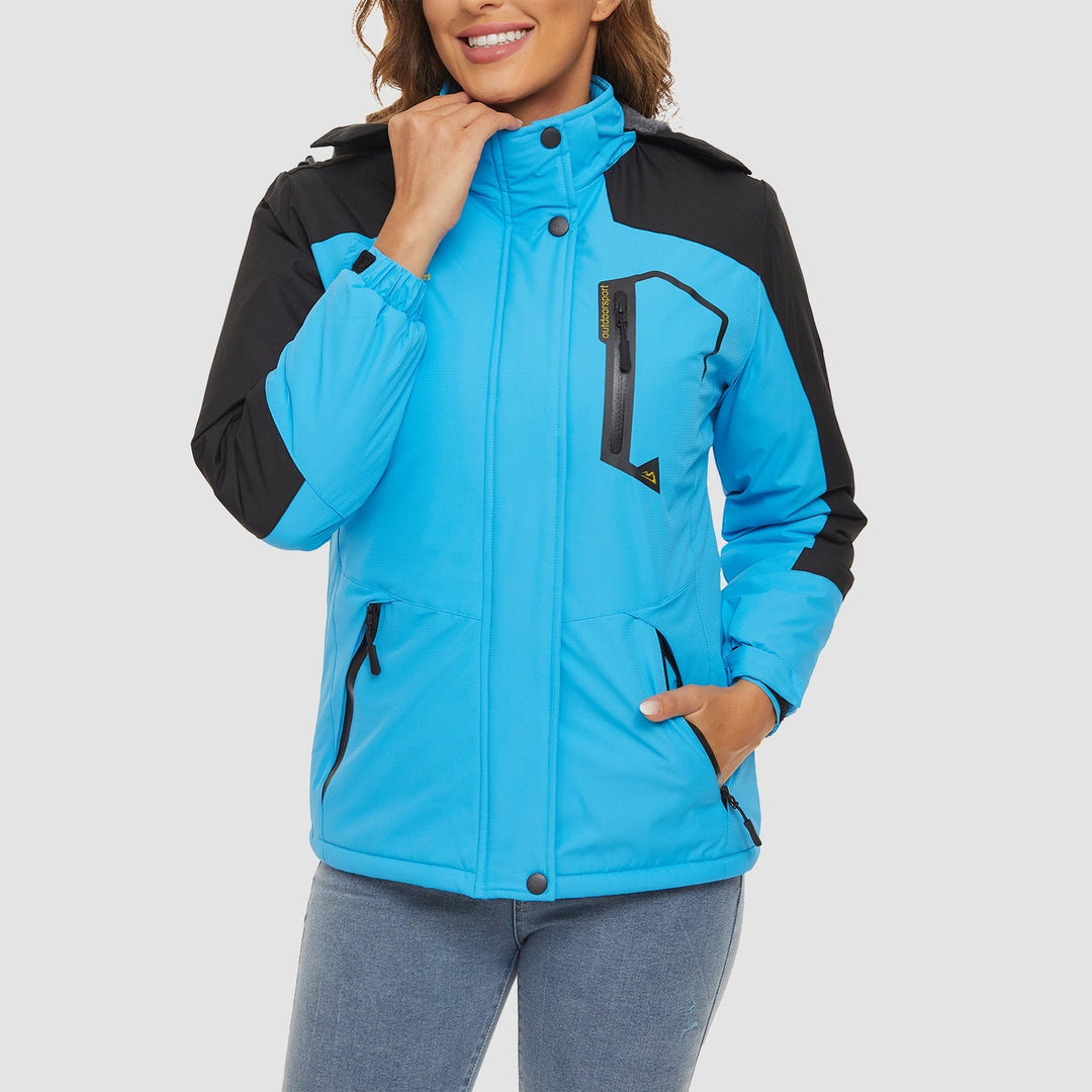 Women's Water-Resistant Fleece Ski Jacket with 4 Pockets