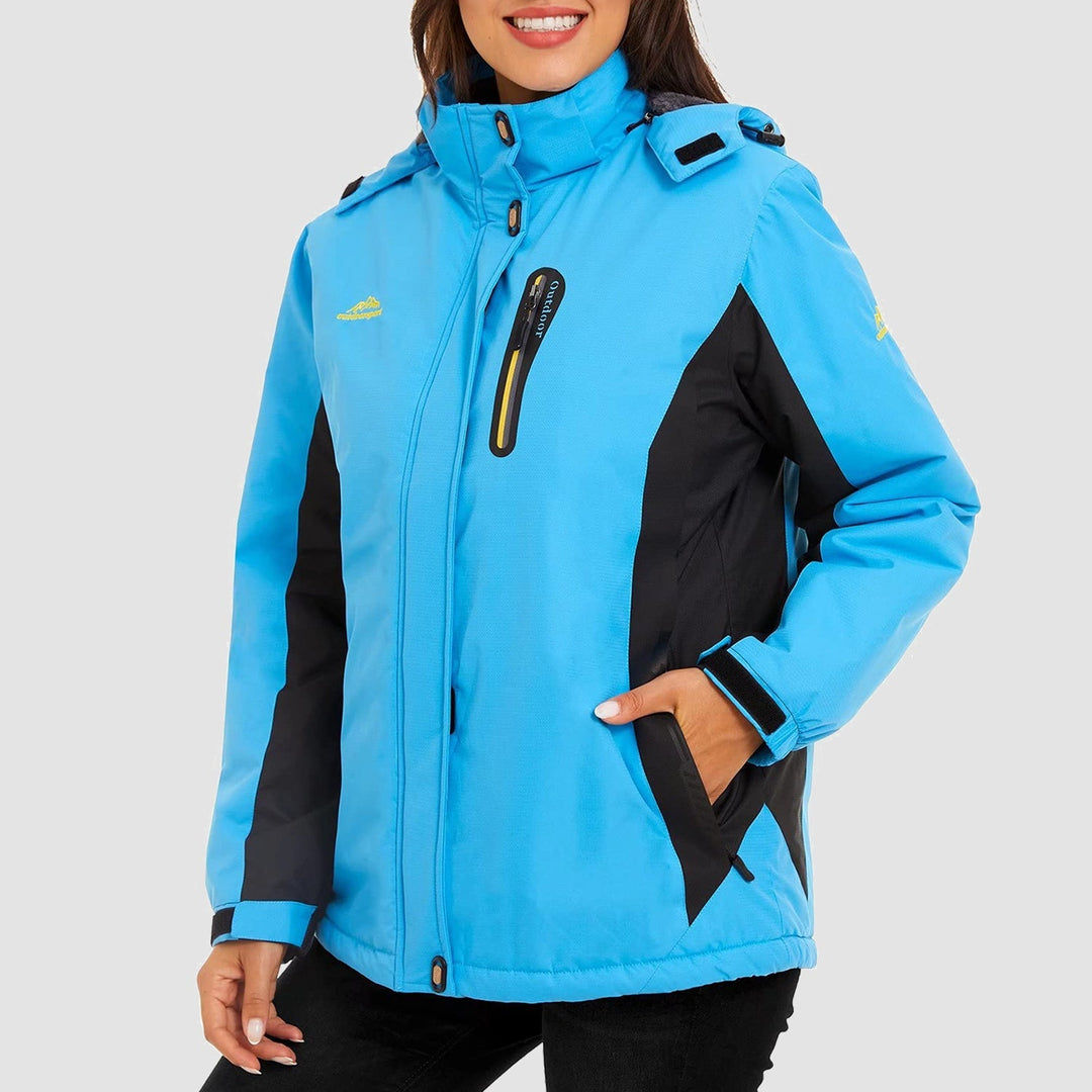 Women's Waterproof Fleece-Lined Ski Jacket with Hood