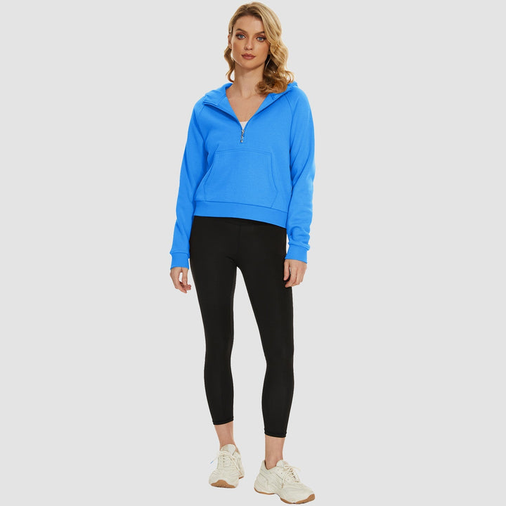 Women's Fleece Hoodie - Half Zip & Kangaroo Pocket