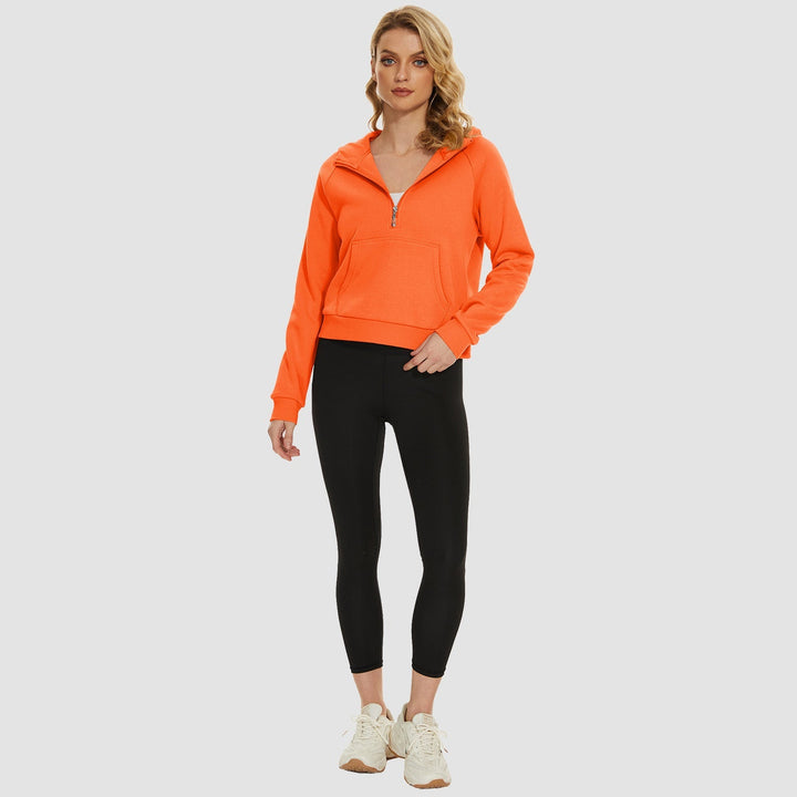 Women's Fleece Hoodie - Half Zip & Kangaroo Pocket